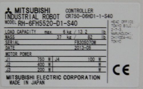 Mitsubishi RH-6FH5520-S40,Mitsubishi Controller CR750D